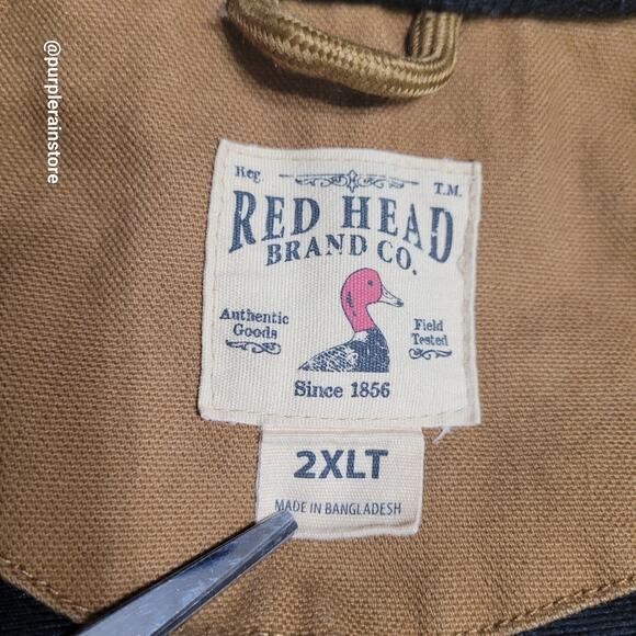 Vtg Red Head Brand Co Canvas Duck Jacket 2XLT Hooded Golden Brown Streetwear - Picture 5 of 13